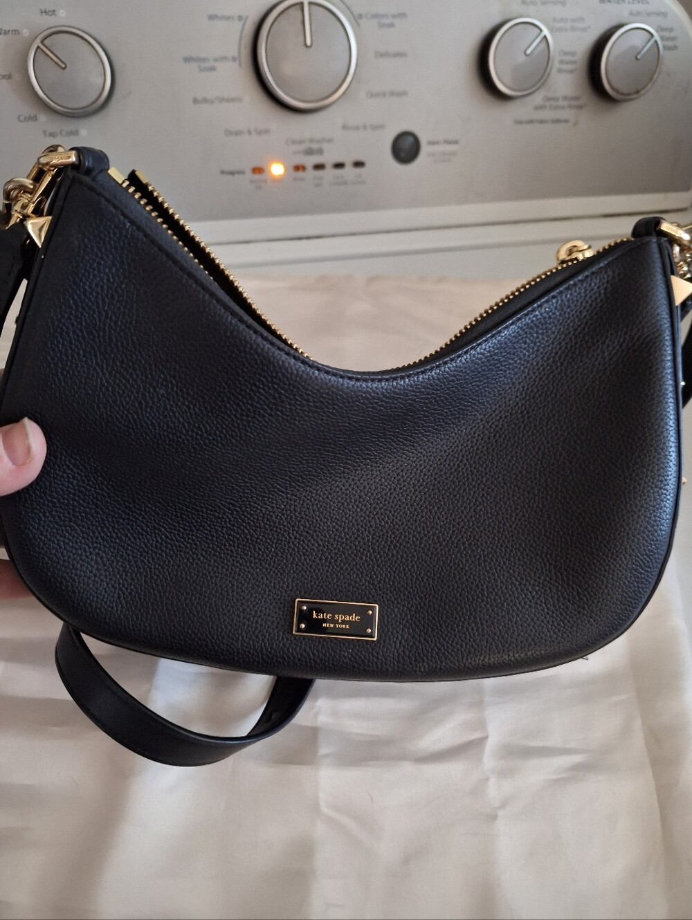 kate spade Black Pebbled Leather Liv Crossbody